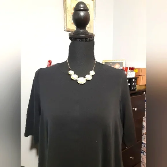 Eileen Fisherc Women's Top  Black Short Sleeve Oversize Boho Lagenlook Top S - Picture 2 of 6